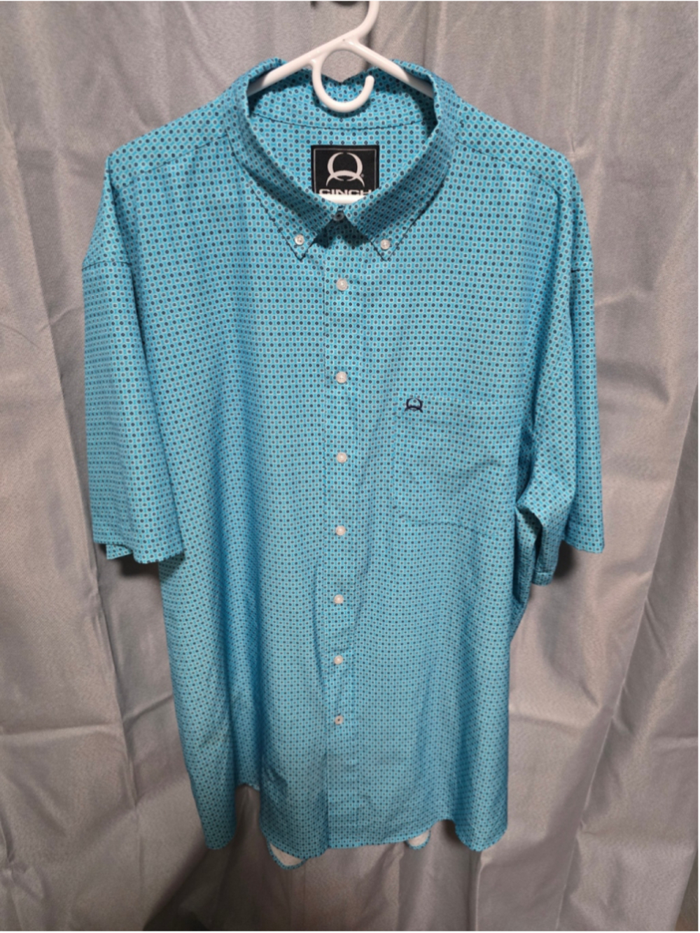 Men's Cinch Casual Button Down Shirt XXL Blue Black Geometric Print